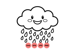 Whimsical Smiling Rain Cloud Vector Illustration Product Image 1