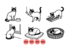 Black And White Cat Illustration For Crafts Product Image 1