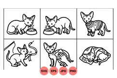 Line Art Sphynx Cat Illustrations For Crafts Product Image 1