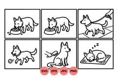 Line Art Puppy Routine Illustration For Pet Care Product Image 1