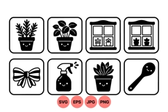Smiling Plant Pot And Garden Spray Svg Icons Product Image 1
