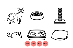 Line Art Cat Care Icons For Pet Design Product Image 1