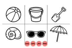 Minimal Summer Beach Icon Clipart for Crafts Product Image 1