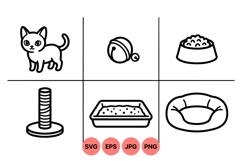 Cute Cat Pet Icon Svg Clipart For Crafts Product Image 1