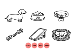 Hand Drawn Dachshund Dog Supplies Svg Product Image 1