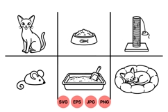 Cat Care Line Art Icon For Crafts Product Image 1