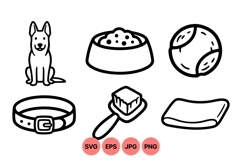Black Outline Dog Care Clipart Illustrations Product Image 1