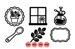 Minimalist Herbal Kitchen Icon Clipart Graphics Product Image 1