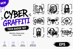 Cyber Graffiti Tech Badge Set Futuristic Urban Vector Icons Product Image 1