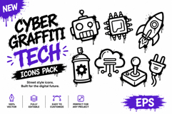 Cyber Graffiti Tech Icons Pack Futuristic Drip Vector Symbol Product Image 1
