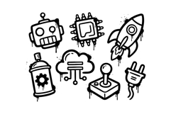 Cyber Graffiti Tech Icons Pack Futuristic Drip Vector Symbol Product Image 2
