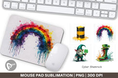 Cyber-Shamrock Neon Punk Mouse Pad Product Image 1
