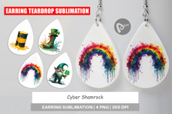 Cyber-Shamrock Neon Punk Earring Product Image 1