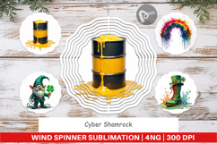 Cyber-Shamrock Neon Punk Wind Spinner Product Image 1