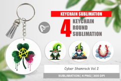 Cyber-Shamrock Neon Punk Keychain Product Image 1