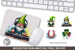 Cyber-Shamrock Neon Punk Mouse Pad Product Image 1