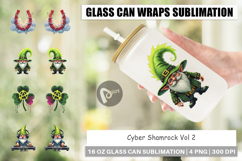 Cyber-Shamrock Neon Punk Glass Can Product Image 1