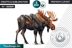 Cybernetic moose, Animal Clipart, Fantasy PNG Product Image 1