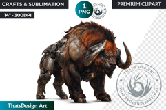 Cybernetic bison, Animal Clipart, Fantasy PNG Product Image 1