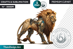 Cybernetic lion, Animal Clipart, Fantasy PNG Product Image 1