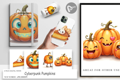 Cyberpunk Pumpkins Digital Paper Product Image 1