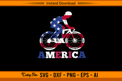 Cycling USA Flag SVG Patriotic Biker Design Product Image 1