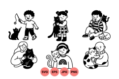 Hand Drawn Kids And Cats Illustration Product Image 1