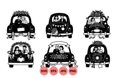 Classic Wedding Car Silhouette Clipart Design Product Image 1