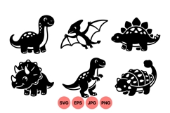 Cute Dinosaur Silhouette Clipart For Kids Product Image 1