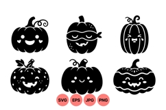 Adorable Halloween Pumpkin Faces Vector Clipart Product Image 1