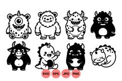 Cute Cartoon Monsters Svg Clipart For Kids Crafts Product Image 1