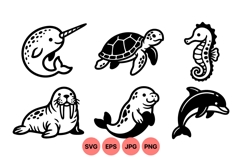 Hand Drawn Cute Ocean Animals Svg Illustration Product Image 1