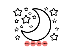 Hand Drawn Moon And Stars Vector Illustration Product Image 1
