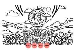 Illustrated Hot Air Balloon Kids Vector Design Product Image 1