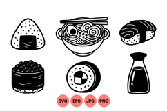Hand Drawn Japanese Sushi Clipart Illustration Product Image 1