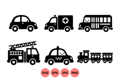 Cute Kids Vehicle Silhouette Clipart Product Image 1