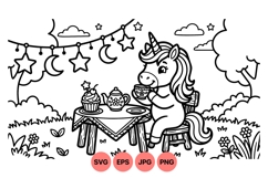 Whimsical Unicorn Tea Party Illustration Design Product Image 1
