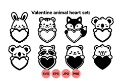 Cute Valentine Animal Heart Clipart Illustrations Product Image 1