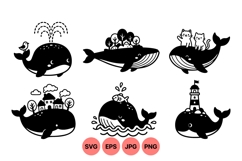 Cute Whale Vector Illustrations for Kids Design Product Image 1