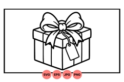 Outlined Gift Box Svg Clipart For Celebrations Product Image 1