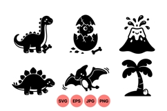 Cute Dinosaur Cartoon Silhouettes For Kids Designs Product Image 1