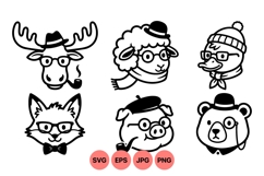 Hipster Animal Vector Illustration with Accessories Product Image 1