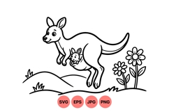 Hand Drawn Kangaroo Animal Outline Illustration Product Image 1