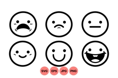 Cute Simple Emoji Faces Svg Clipart Design Product Image 1