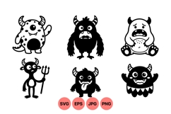 Funny Cartoon Monsters Vector Clipart Product Image 1