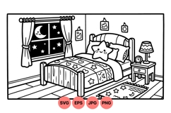 Cute Kids Bedroom Illustration Clipart Design Product Image 1