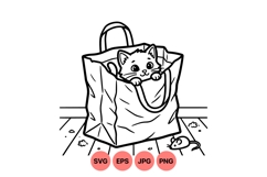 Playful Cat In Paper Bag Vector Design Product Image 1