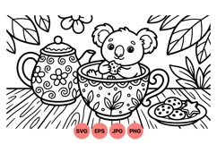 Cute Koala in Teacup Cartoon Clipart Design Product Image 1