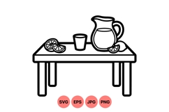 Minimalist Summer Lemonade Table Clipart Illustration Product Image 1