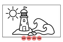 Minimal Nautical Lighthouse Line Art Illustration Product Image 1